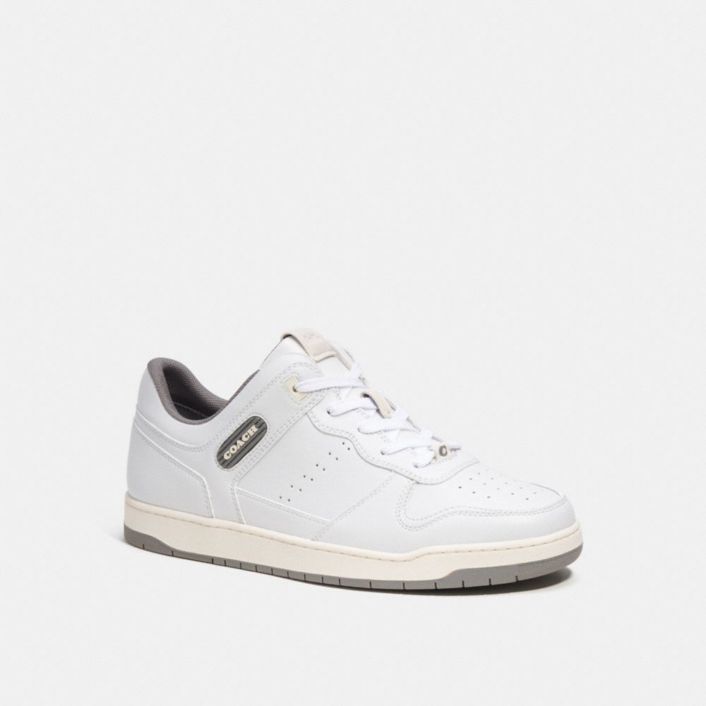 COACH®,C201 SNEAKER,Leather,Optic White/Heather Grey,Front View