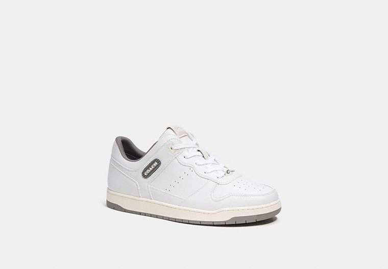 COACH®,C201 SNEAKER,Leather,Optic White/Heather Grey,Front View image number 0