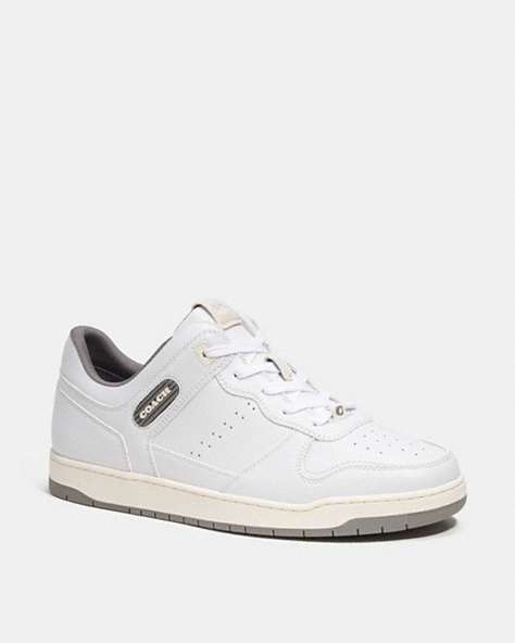 COACH®,C201 SNEAKER,Leather,Optic White/Heather Grey,Front View