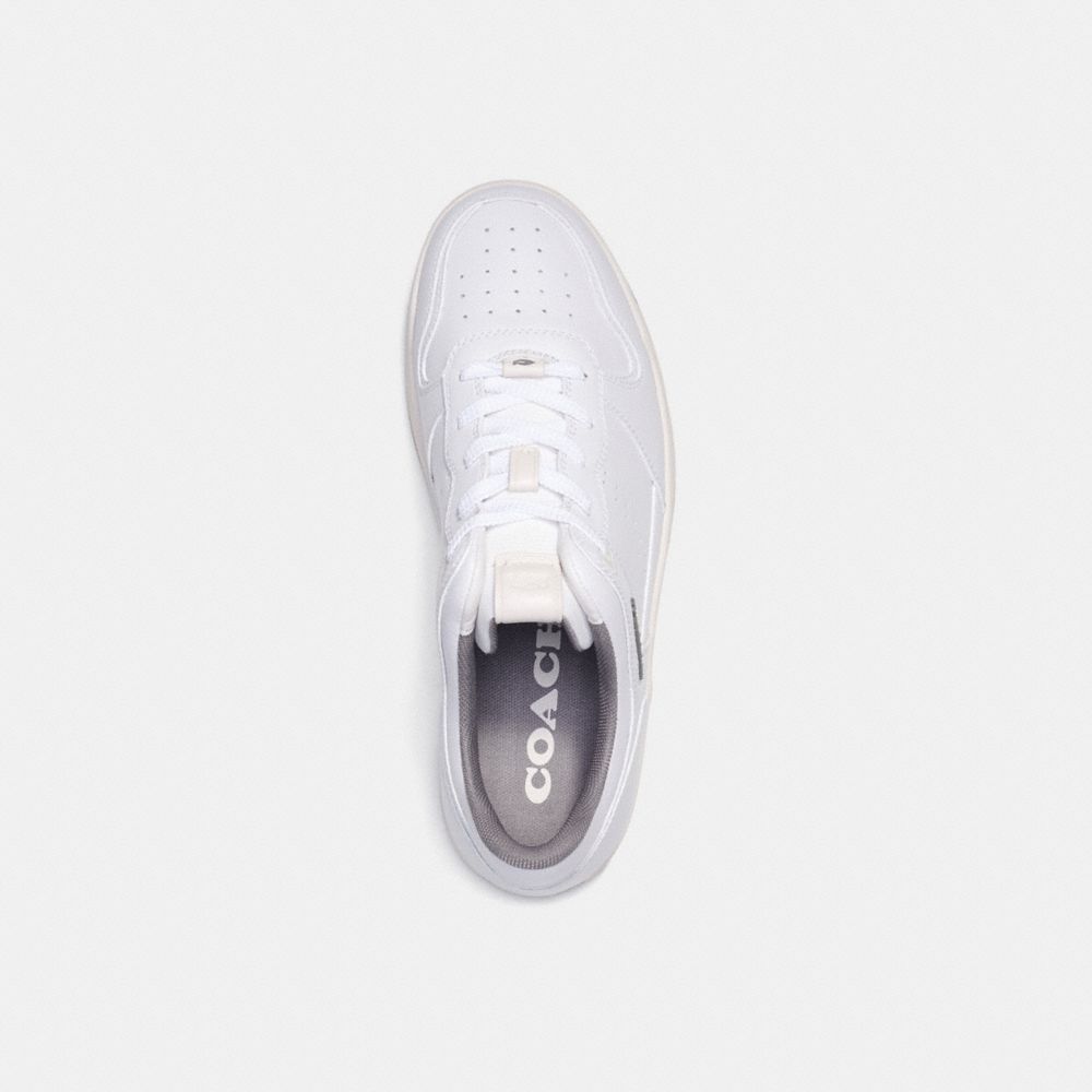 COACH®,C201 Sneaker,Leather,Lining Leather,Rubber,Casual,Perforated,Logo,Traction,Casual,White,Inside View,Top View