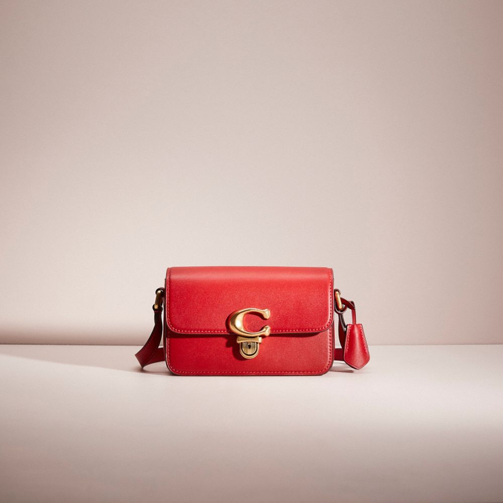 COACH®,RESTORED STUDIO SHOULDER BAG 19,Glovetanned Leather,Mini,Brass/Bold Red,Front View