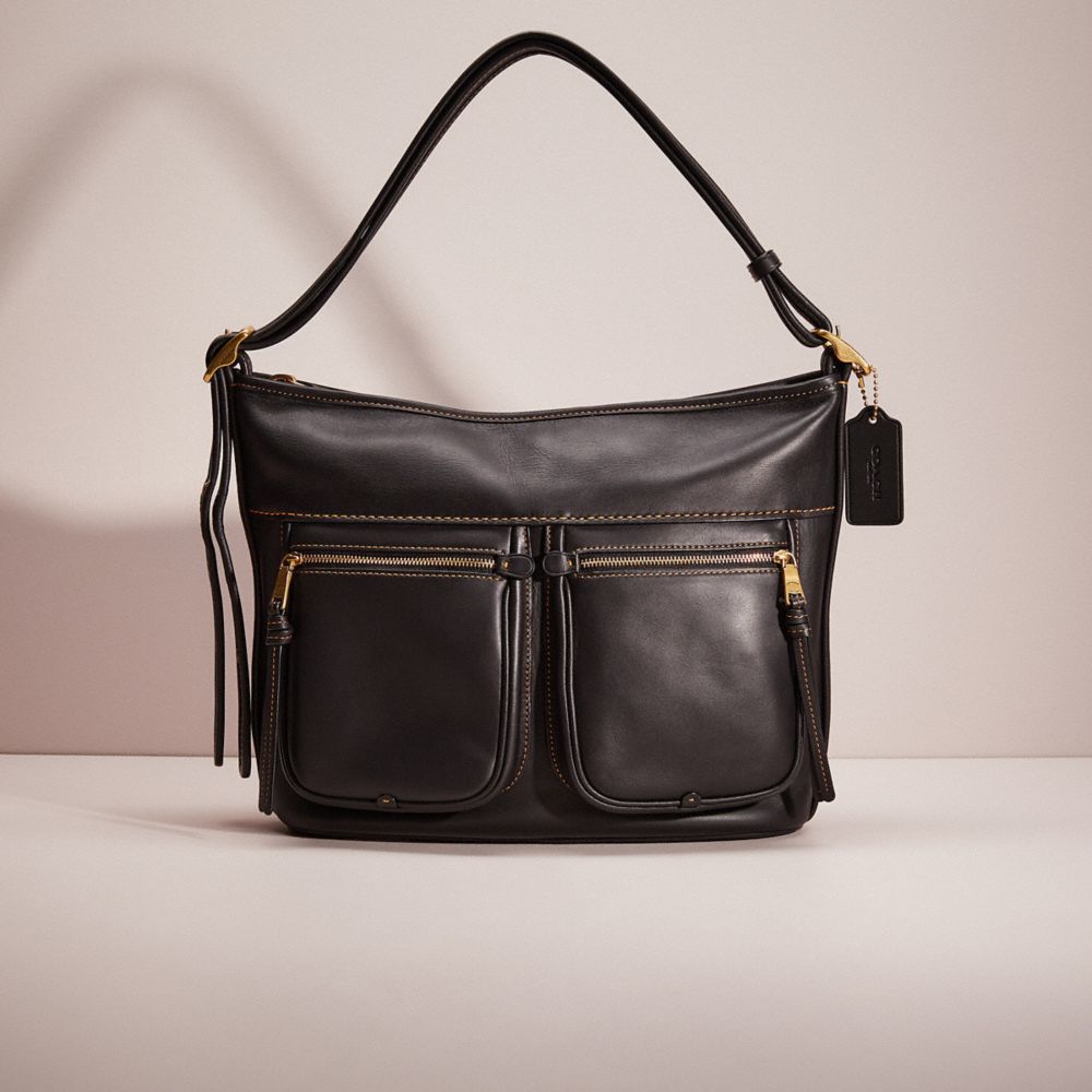 COACH®,RESTORED ANDIE SHOULDER BAG,Glovetanned Leather,Large,Brass/Black,Front View