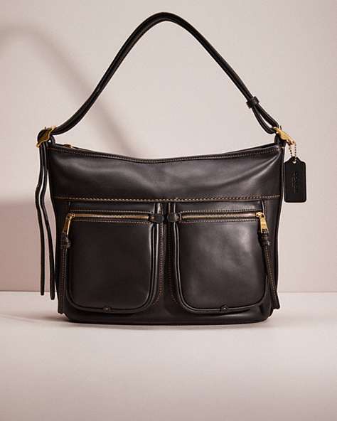 COACH®,RESTORED ANDIE SHOULDER BAG,Glovetanned Leather,Large,Brass/Black,Front View
