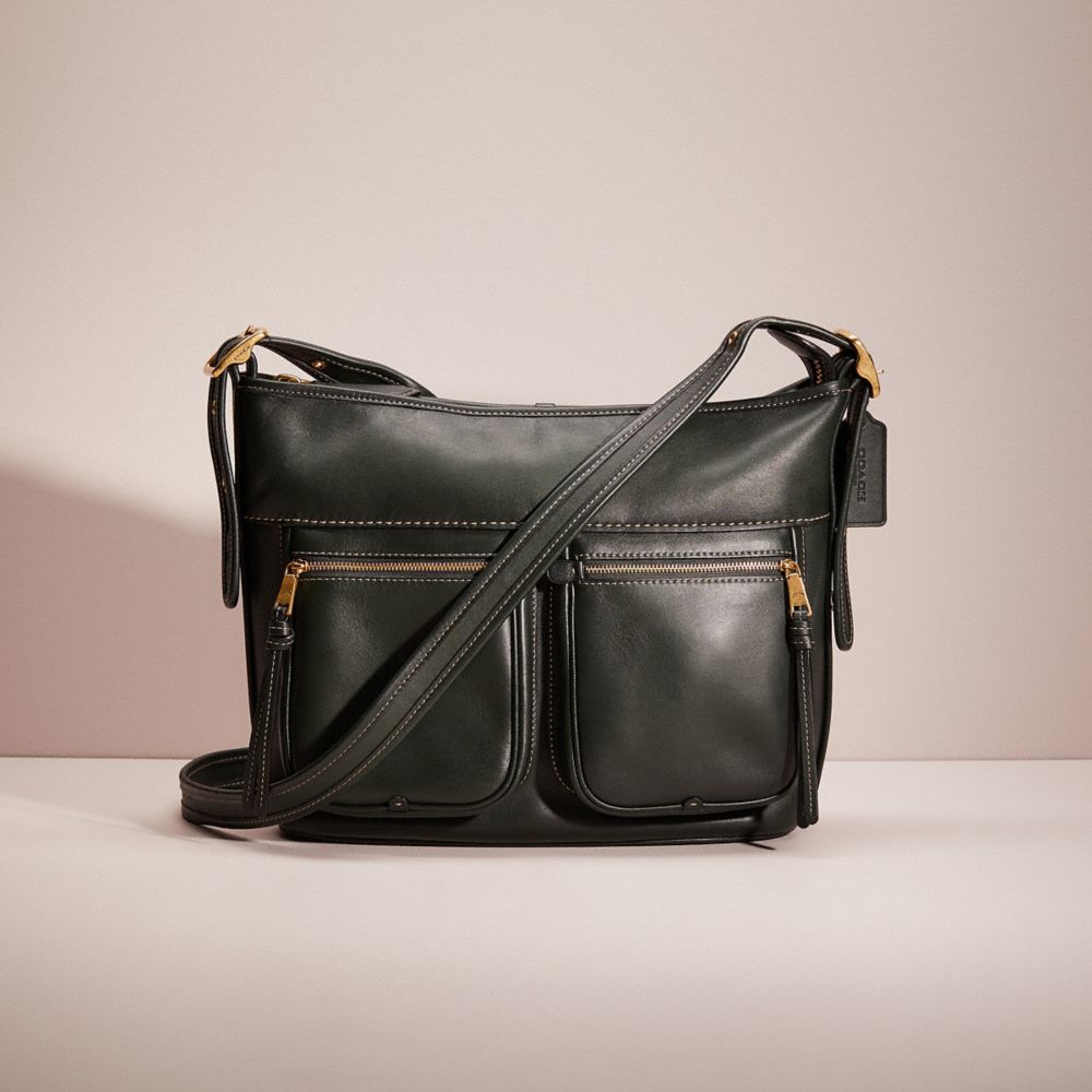 COACH®,RESTORED ANDIE SHOULDER BAG,Glovetanned Leather,Large,Brass/Amazon Green,Front View