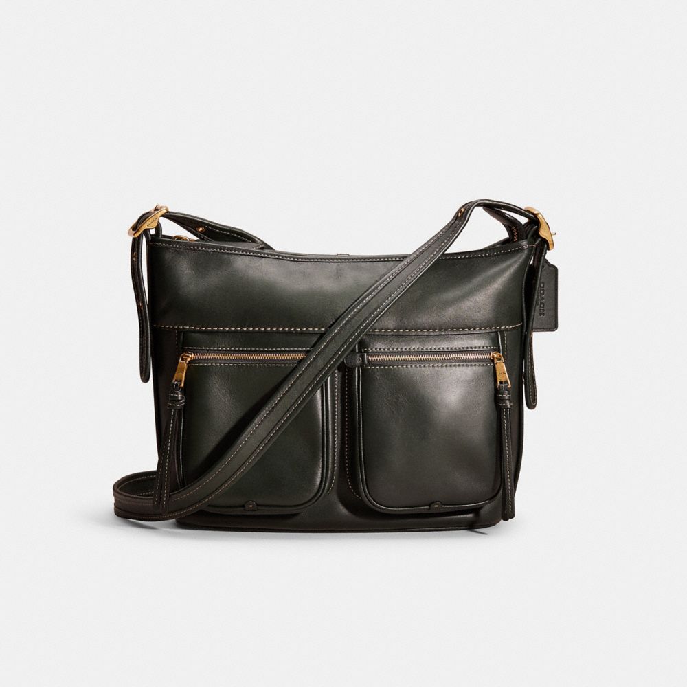 COACH®,RESTORED ANDIE SHOULDER BAG,Glovetanned Leather,Large,Brass/Amazon Green,Front View