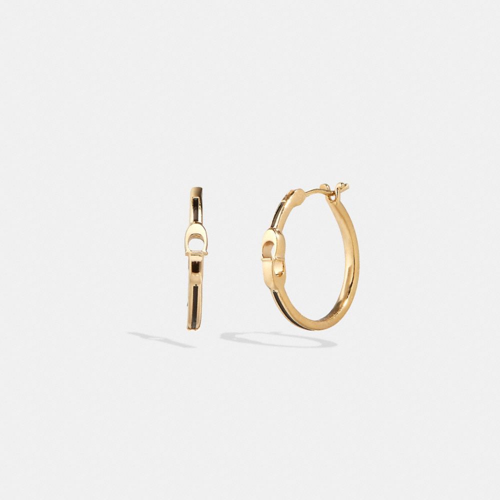 Interlocking Signature Enamel Small Hoop Earrings