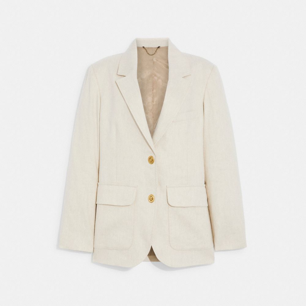 COACH®,RELAXED SUMMER BLAZER,Khaki,Front View image number 0
