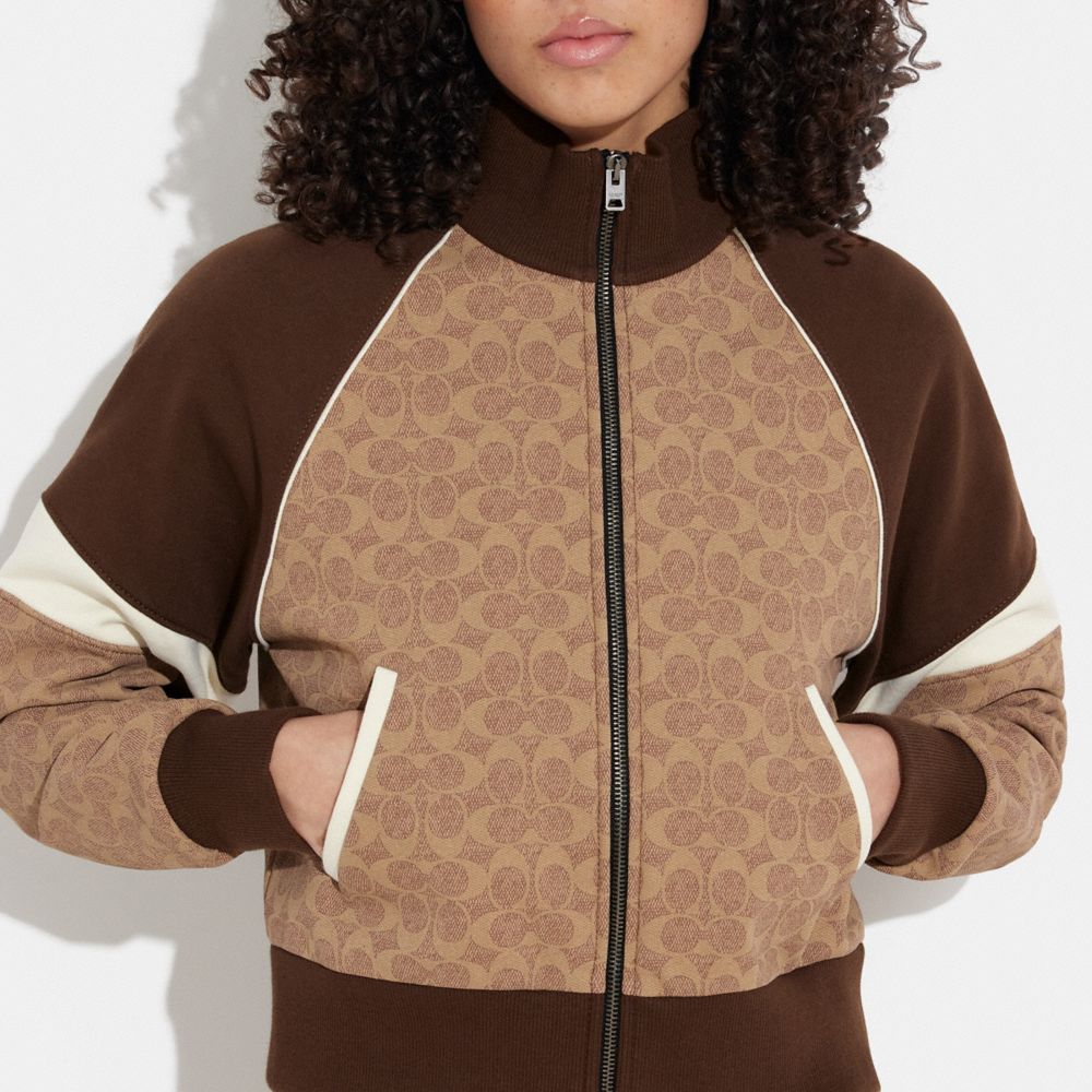 全信頼を寄せる 公式】COACH – スウェット アップ ジップ シグネチャー | コーチ ブルゾン