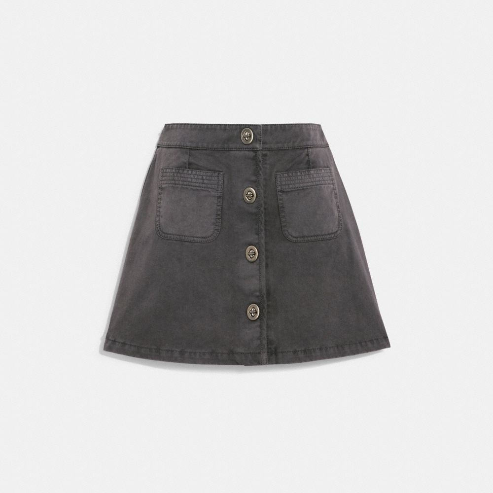 COACH®,WOVEN SET SHORT SKIRT,Washed Black,Front View image number 0