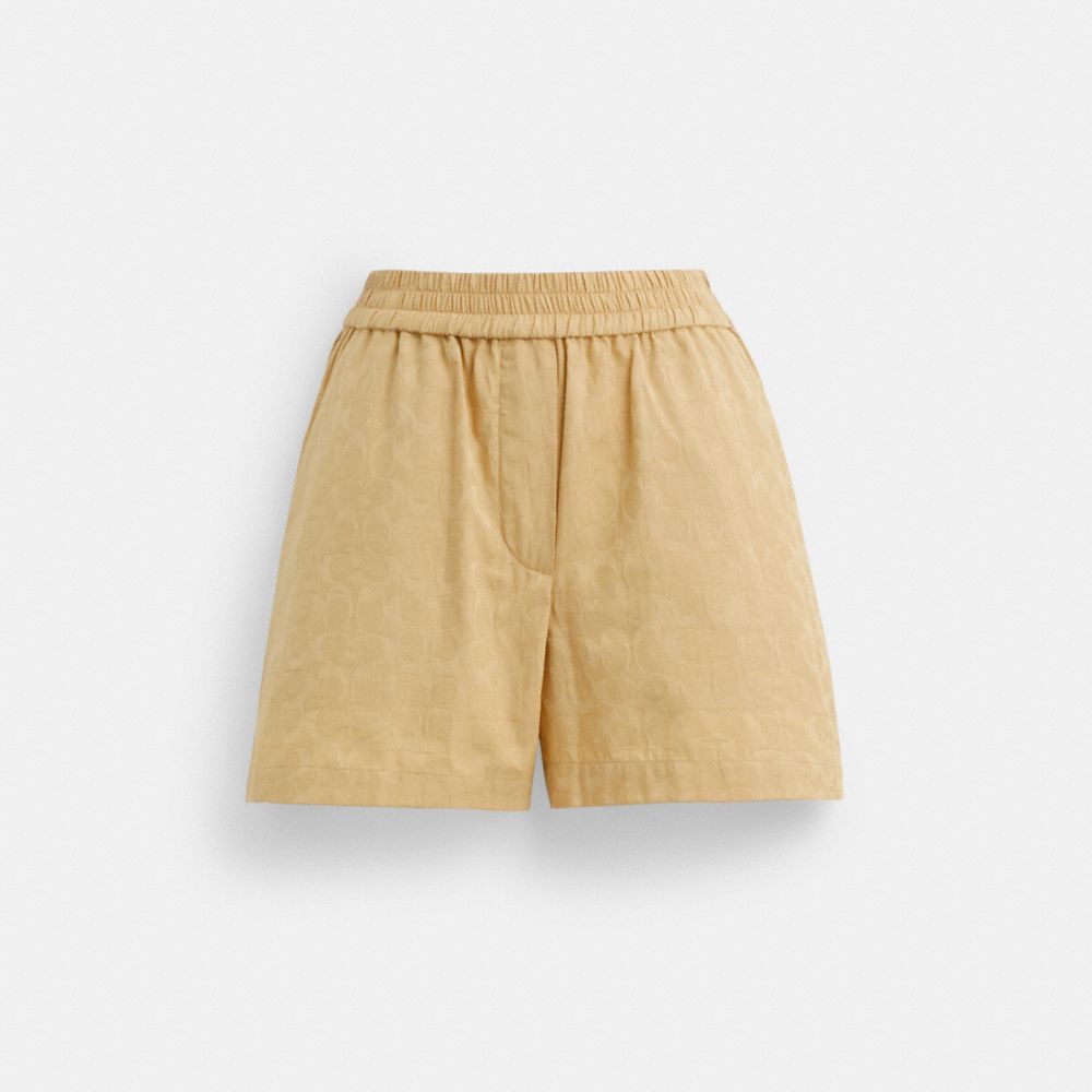 COACH®,SIGNATURE JACQUARD SHORTS,cotton,Tan Signature,Front View image number 0