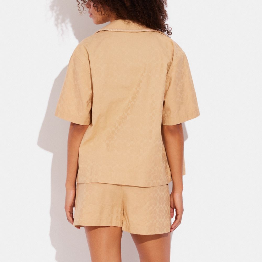 COACH®,シグネチャー ジャカード クロシェ トリム セット ボタン ダウン シャツ,トップス＆Tシャツ,