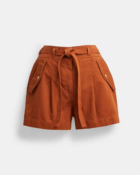 COACH®,GARMENT DYED SHORTS,cotton,Rust,Front View