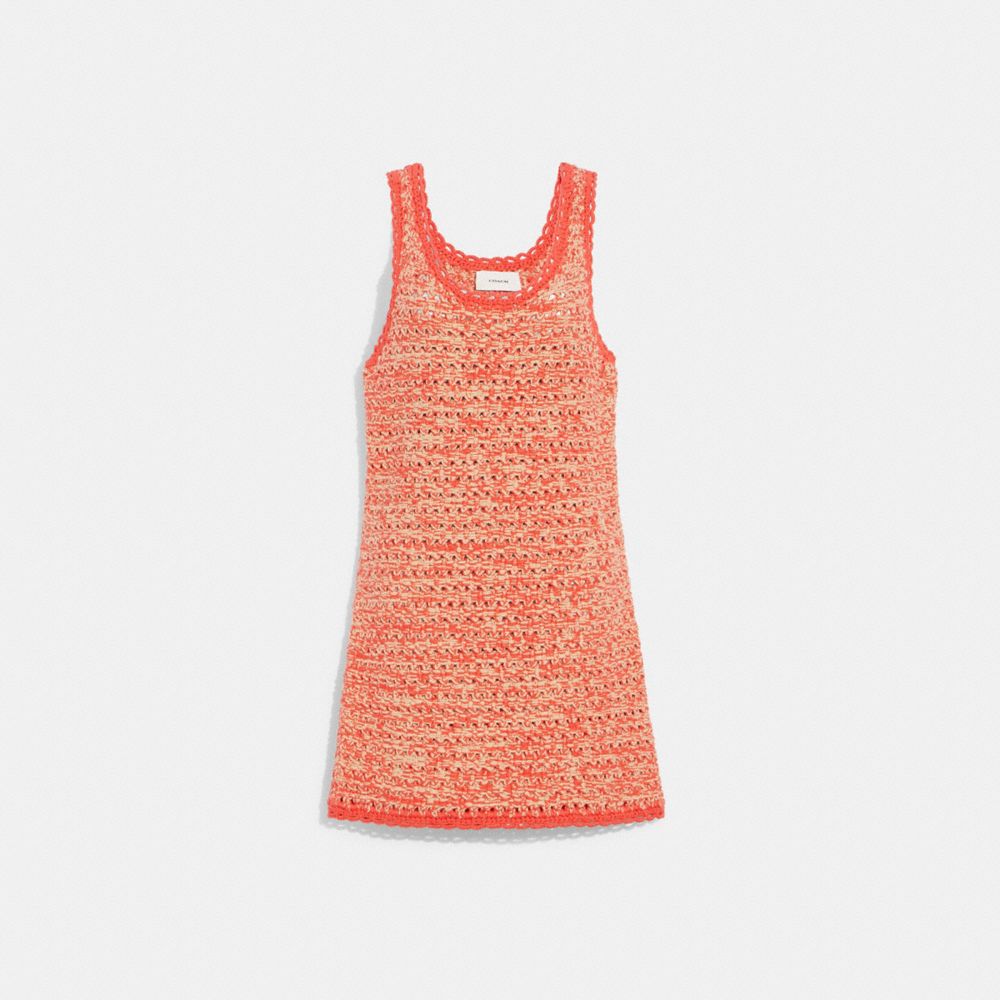 COACH®,KNIT SHIFT DRESS,Orange Multi,Front View image number 0