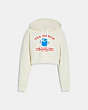 COACH®,CROPPED HOODIE WITH TEA DANCE GRAPHIC,cotton,White,Front View