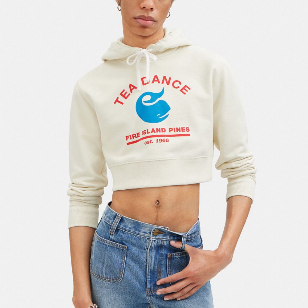 Graphic crop best sale top hoodie