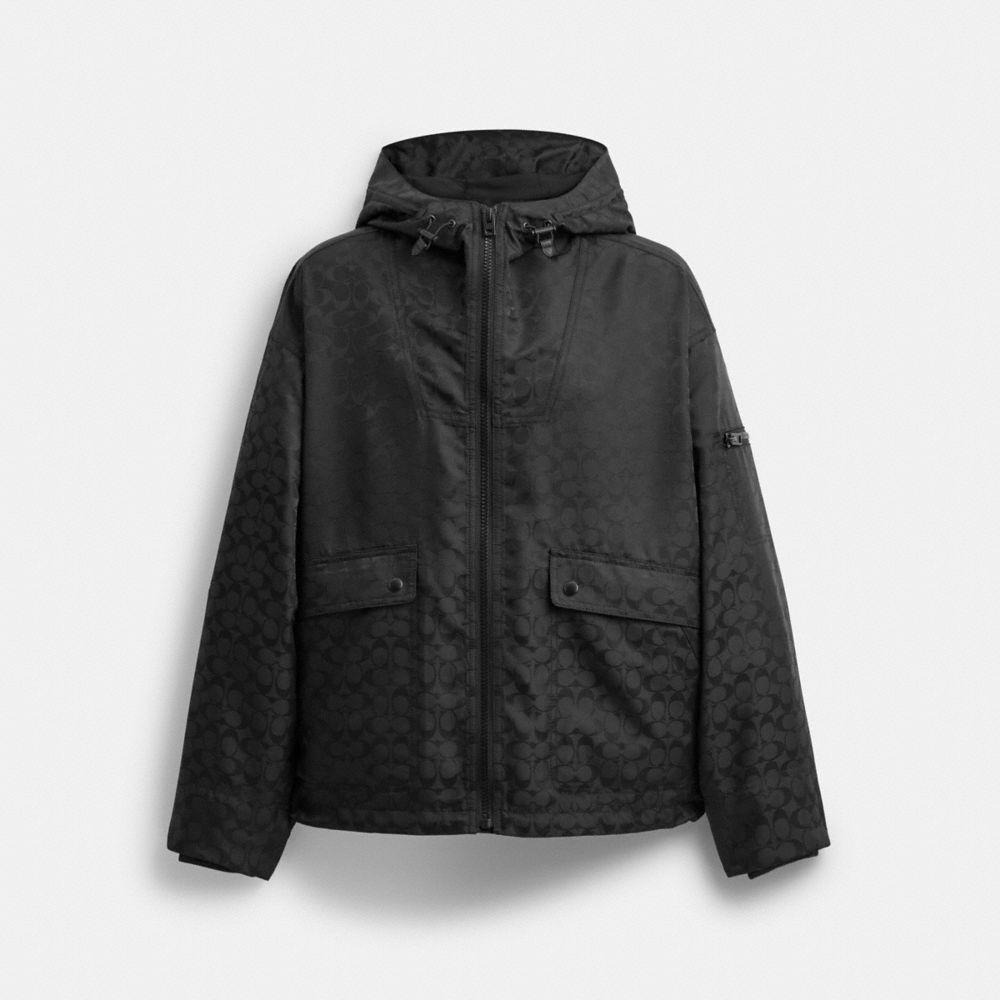 COACH®,SIGNATURE WINDBREAKER,Black,Front View image number 0