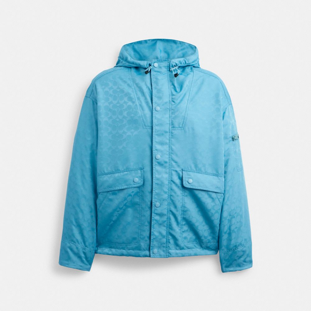 COACH®,SIGNATURE WINDBREAKER,Light Blue,Front View