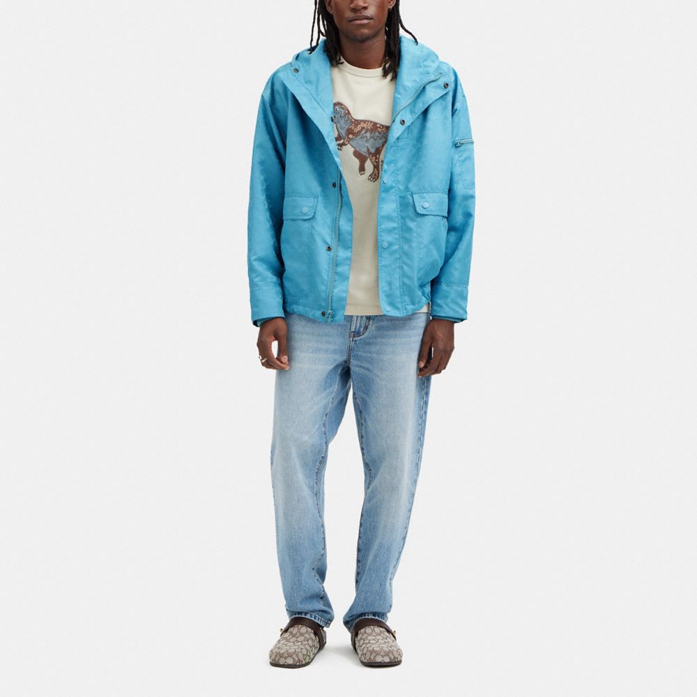 COACH®,SIGNATURE WINDBREAKER,Light Blue,Scale View