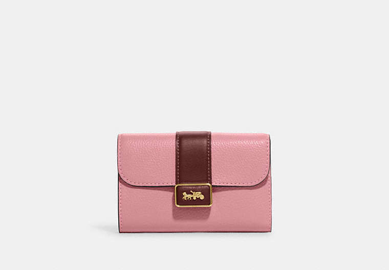 COACH®,MEDIUM GRACE WALLET,Mixed Material,Mini,Im/Shell Pink/Wine,Front View