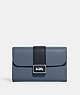 COACH®,MEDIUM GRACE WALLET,Mixed Material,Mini,Silver/Washed Chambray Multi,Front View