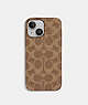 COACH®,IPHONE 14 CASE IN SIGNATURE CANVAS,Signature Coated Canvas,Tan,Front View