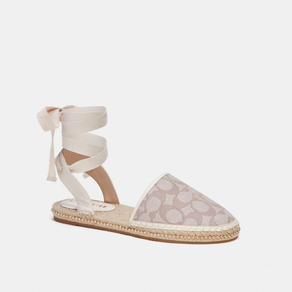 COACH®,CORRINE ESPADRILLE IN SIGNATURE JACQUARD,Chalk/Stone,Front View image number 0