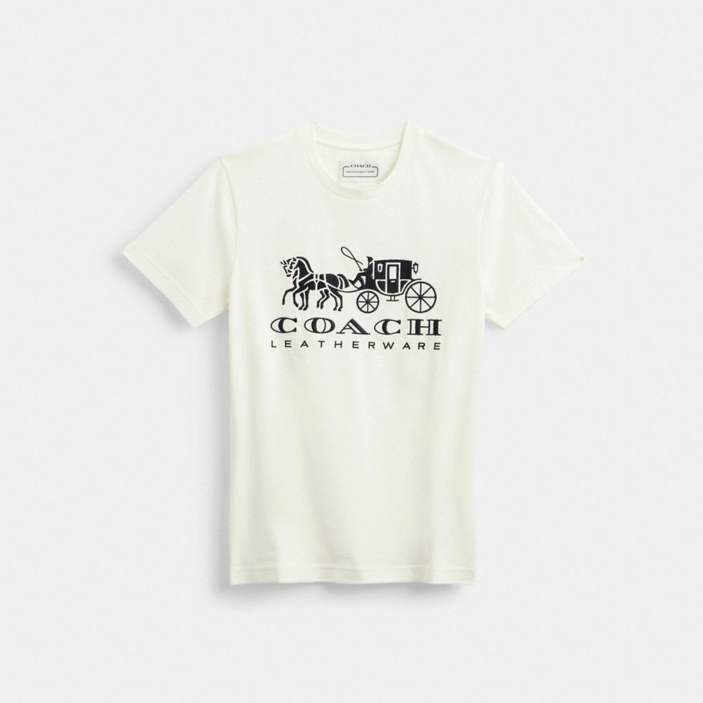 COACH®,HORSE AND CARRIAGE T-SHIRT,White,Front View