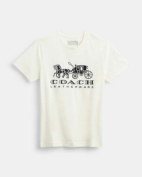 COACH®,T-SHIRT MOTIF CHEVAL ET CALÈCHE,coton,Blanc,Front View