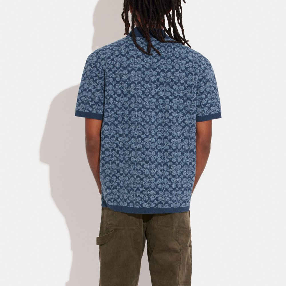 COACH®,シグネチャー ポロ,トップス＆Tシャツ,ﾃﾞﾆﾑ ﾌﾞﾙｰ