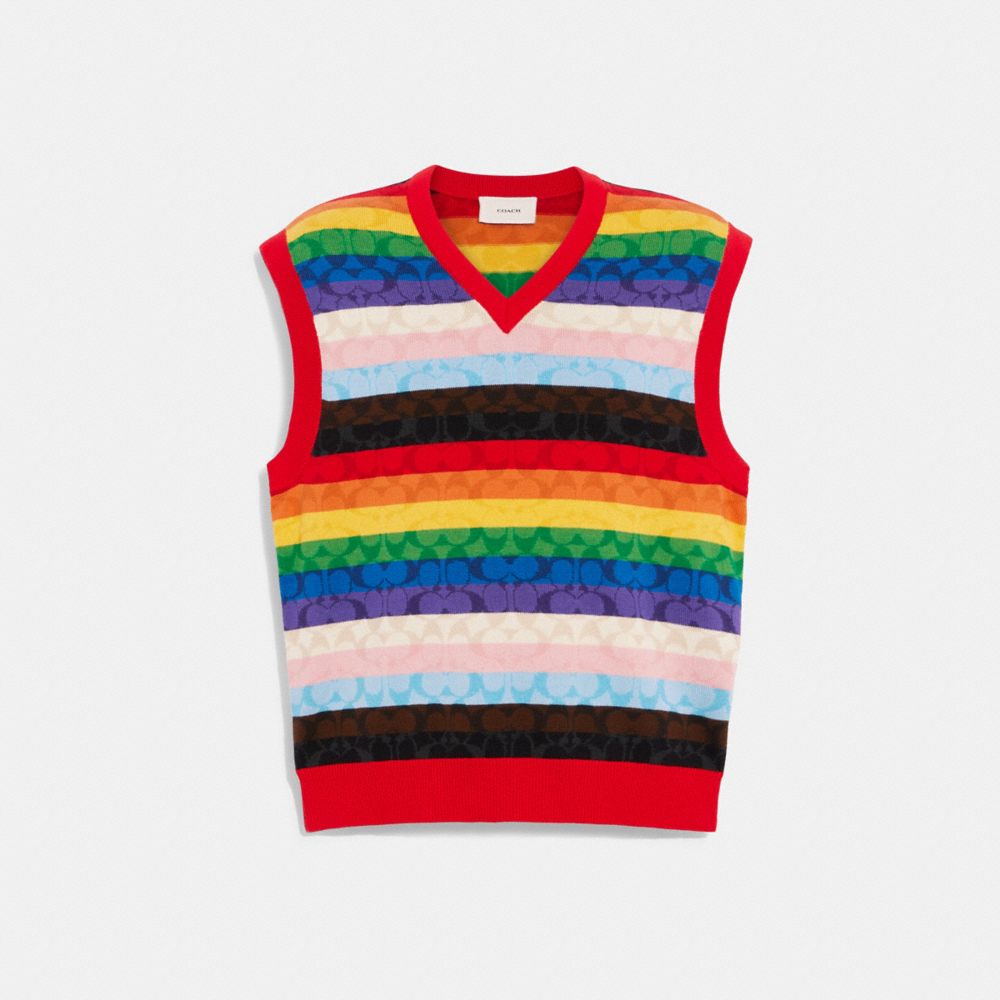 COACH®,RAINBOW SIGNATURE VEST,Rainbow Multi,Front View