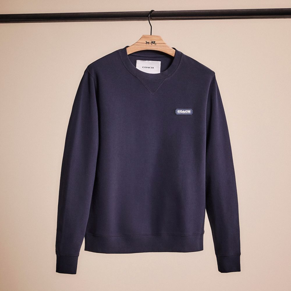 COACH®,RESTORED ESSENTIAL CREWNECK IN ORGANIC COTTON,Navy,Front View