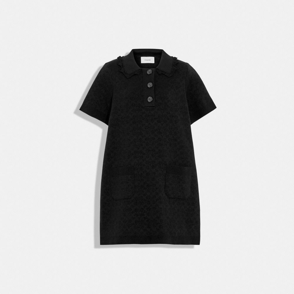 COACH®,SIGNATURE KNIT DRESS,Black Signature,Front View image number 0