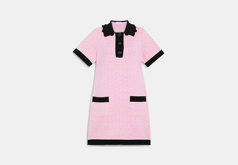 COACH®,SIGNATURE KNIT DRESS,cotton,Pink Signature Multi,Front View