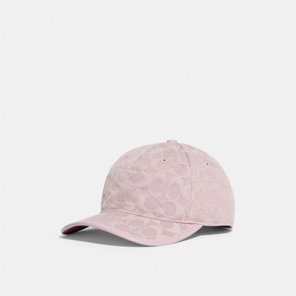 COACH®,SIGNATURE DENIM BASEBALL HAT,Light Mauve,Front View image number 0