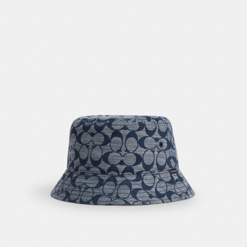 COACH®,SIGNATURE CHAMBRAY BUCKET HAT,Cotton Twill,Chambray,Front View