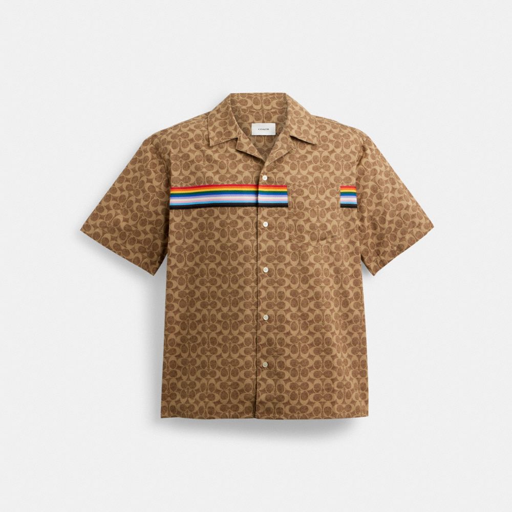 Louis Vuitton Front Button Short Sleeve Brown and Beige Monogram