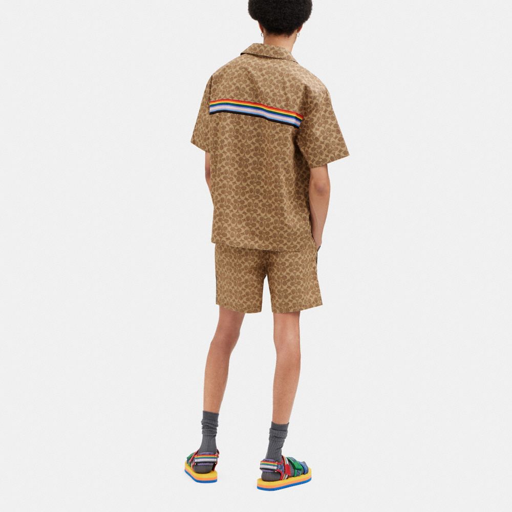 COACH®,RAINBOW SIGNATURE CAMP SHIRT,Tan Sig C,Scale View