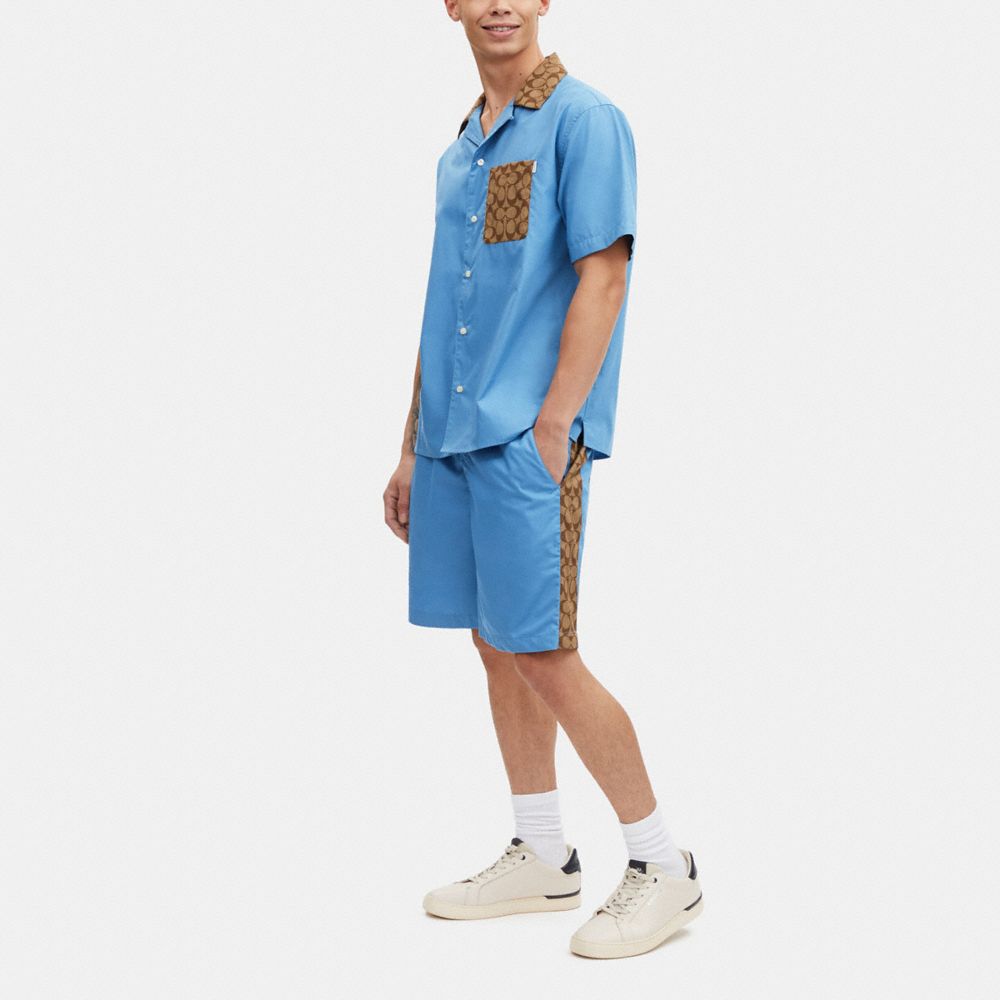 COACH コーチ　シグネチャー カラーブロック　セットアップ　シャツ　ショーツ COACH コーチシグネチャー カラーブロックセットアップシャツ