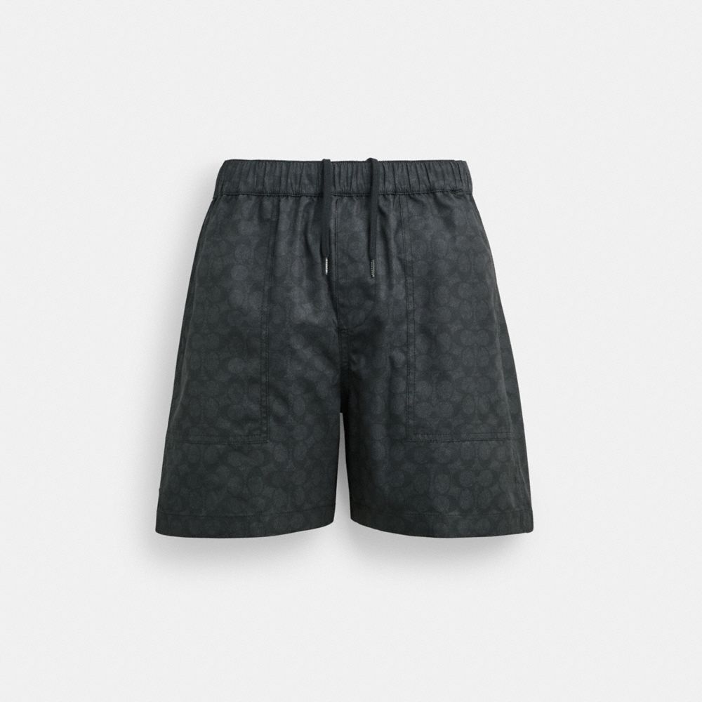 COACH®,SIGNATURE SWIM TRUNKS,Black Signature,Front View image number 0