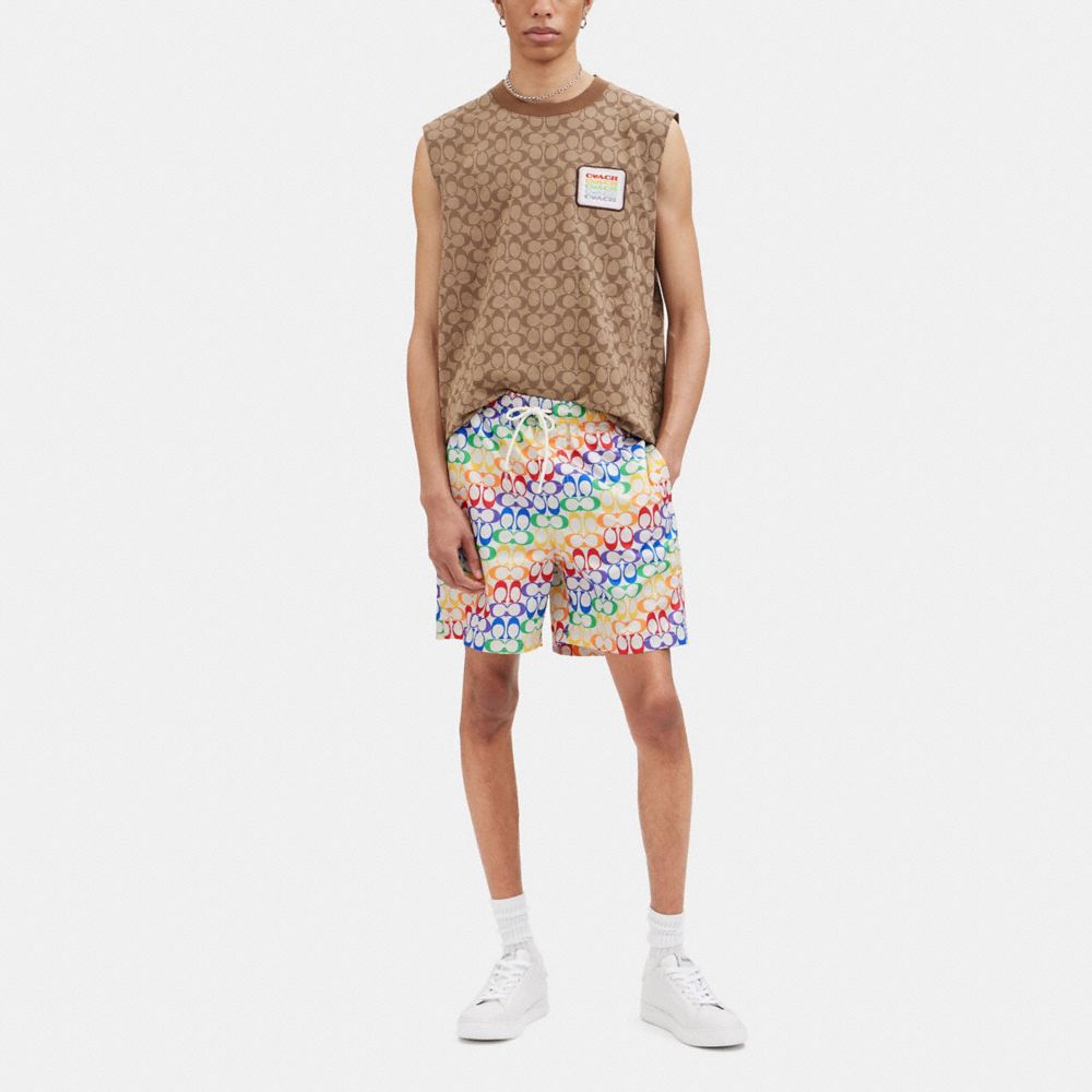 Louis Vuitton Rainbow Monogram Short-Sleeved Denim Shirt Multi