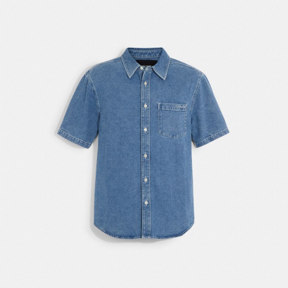 Short-sleeved denim shirt