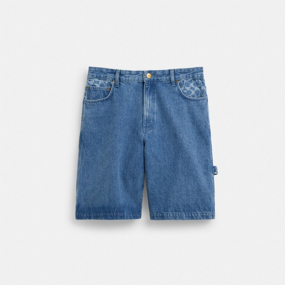 COACH®,SIGNATURE DENIM SHORTS,Medium Wash,Front View