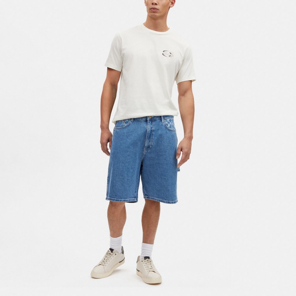 COACH®,SIGNATURE DENIM SHORTS,Medium Wash,Scale View