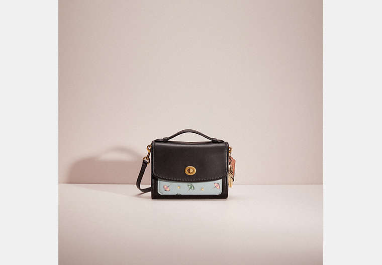 COACH®,UPCRAFTED KIP TURNLOCK CROSSBODY,Glovetanned Leather,Mini,Brass/Black,Front View