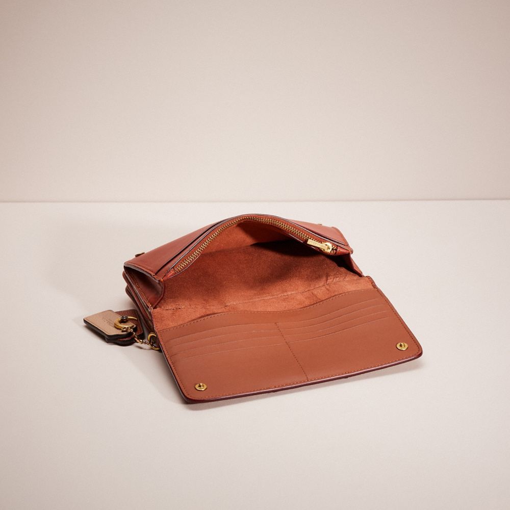 COACH®,Upcrafted Slim Wallet In Signature Canvas,Calfskin Leather,Canvas,Crossbody,Color Block,Casual,Brown,Inside View,Top View