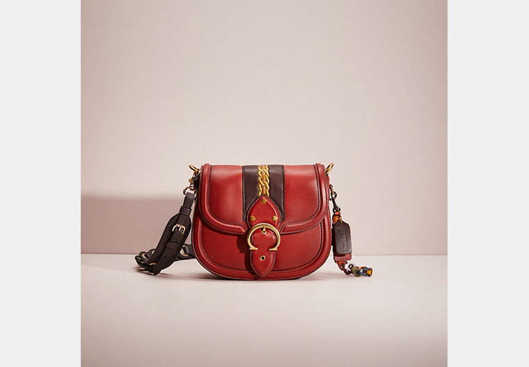 COACH®,UPCRAFTED BEAT SADDLE BAG,Glovetanned Leather,Small,Brass/Red Sand,Front View