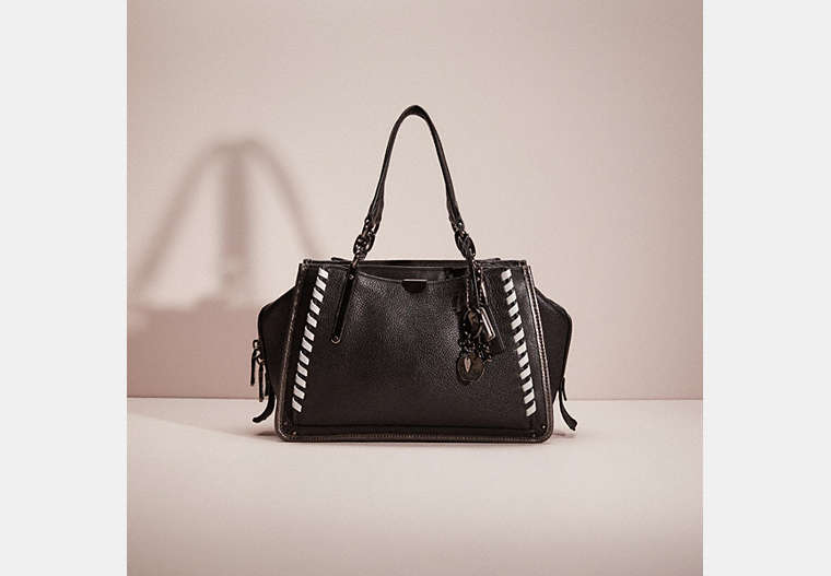 COACH®,UPCRAFTED DREAMER,Polished Pebble Leather,Small,Gunmetal/Black,Front View