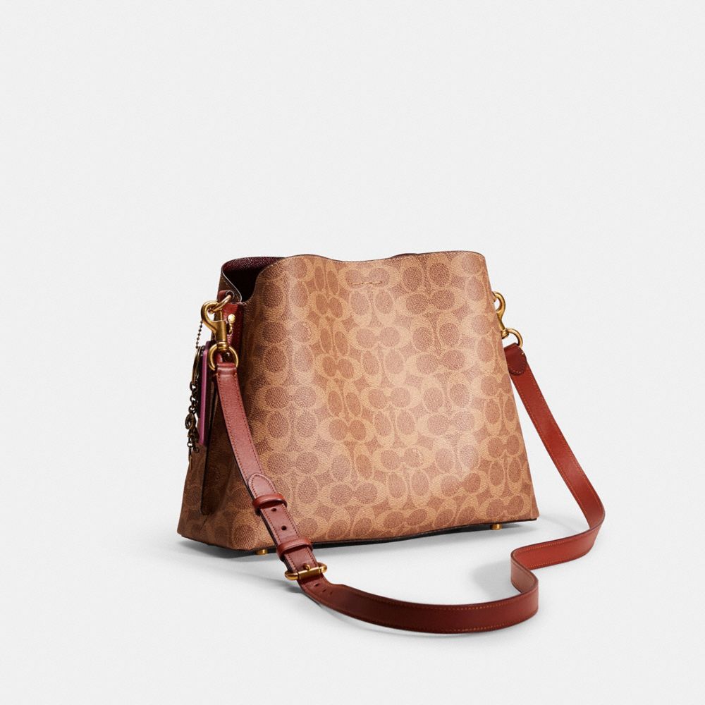 COACH®,【UPCRAFTED】ウィロウ ショルダー バッグ・シグネチャー キャンバス,ﾌﾞﾗｽ/ﾀﾝ ﾗｽﾄ