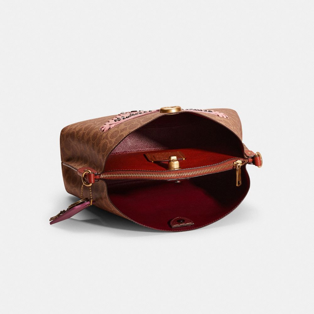 COACH®,【UPCRAFTED】ウィロウ ショルダー バッグ・シグネチャー キャンバス,ﾌﾞﾗｽ/ﾀﾝ ﾗｽﾄ