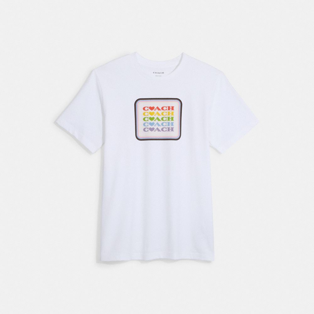 COACH®,RAINBOW GRAPHIC T-SHIRT,White Multi,Front View image number 0